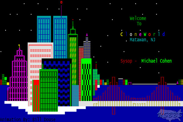 CloneWorld BBS Welcome Screen